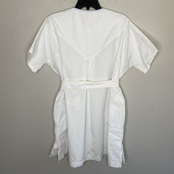 SAUNDERS Collective Nani Dress Womens 2 White Tie Waist Cotton Poplin Pockets - Picture 7 of 13